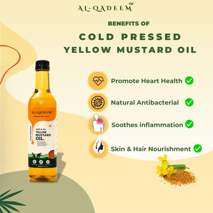 Cold-Pressed Yellow Mustard Oil – Pure ( Kachi Ghani Sarso Oil ) for Flavorful Cooking, 1 Litre ( Pack of 1 )